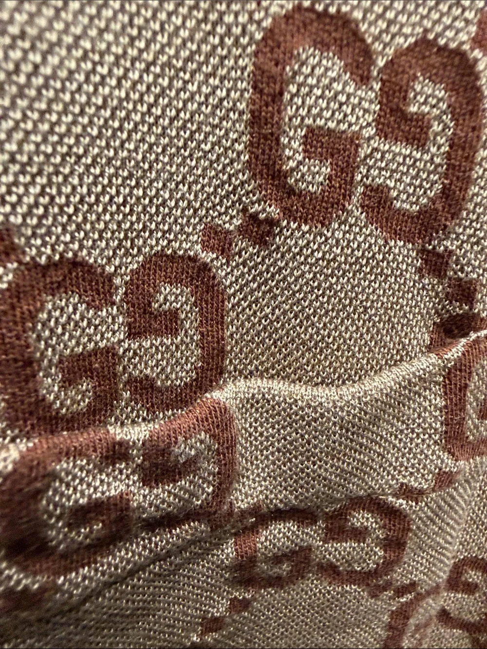 Gucci Brown GG Monogram Beige Polo with Contrast Trim